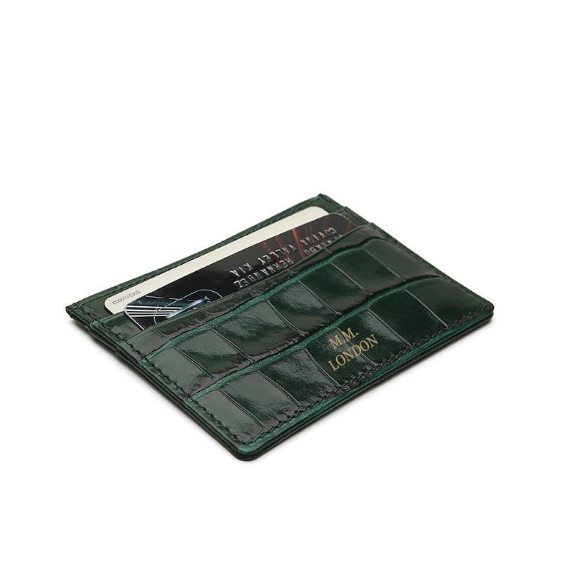 MM London Slim Crocodile Green Card Holder